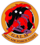 GALM team insignia from the game Ace Combat Zero. A red hellhound (garmr) snarls to the left wrapped in chains. Two stars sit between its tail. Underneath it are the words GALM 66th Air Force Unit.